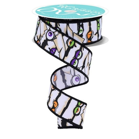 1.5" Mummy Eyes Ribbon: White (10 Yards)