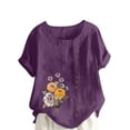 thumbnail image 1 of Camiseta suelta informal de verano con cuello redondo y manga corta con estampado de flores para mujer OAVQHLG3B Store  lin121212, 1 of 4