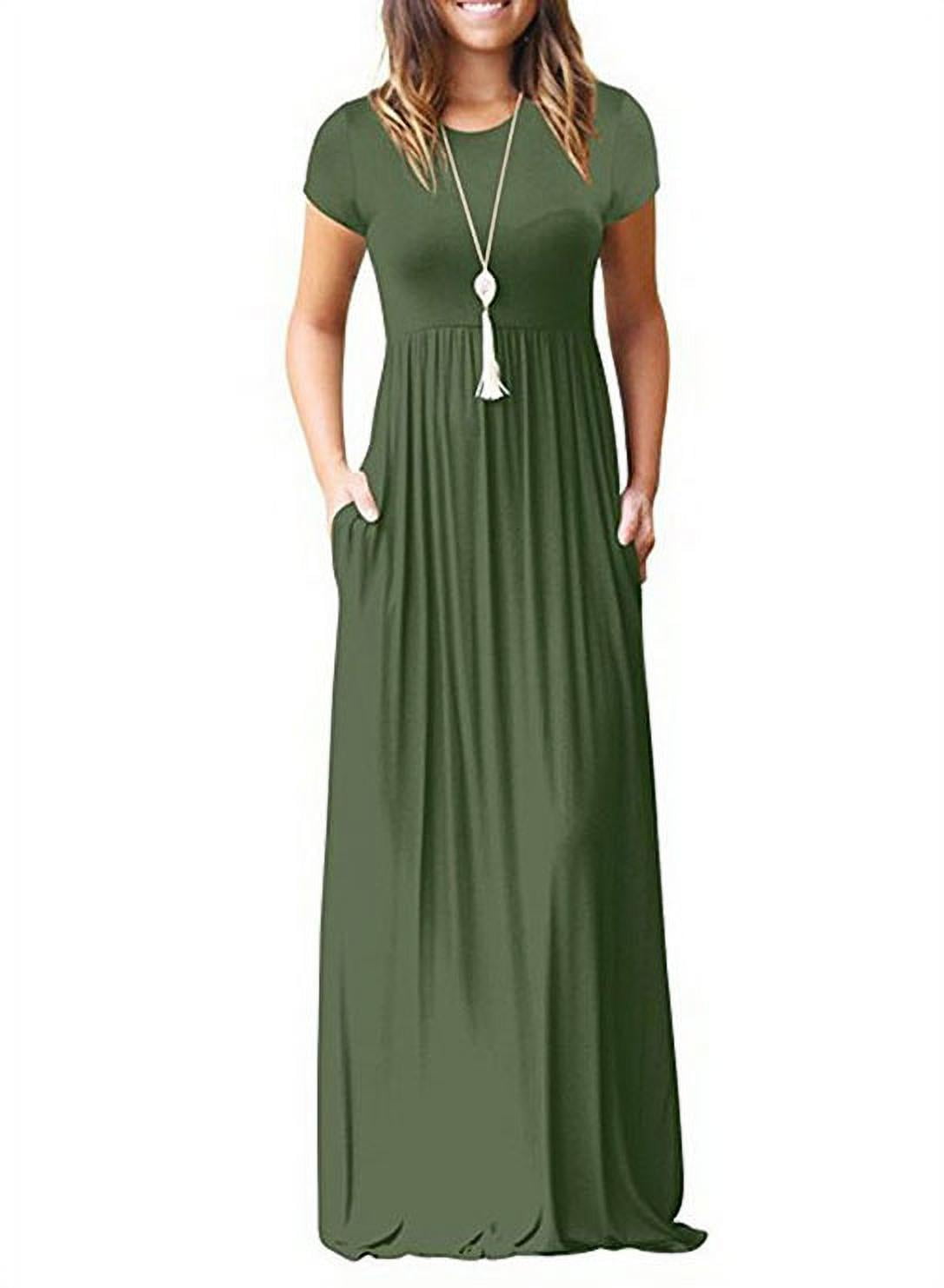 Casual Long Dress for Women Solid Color ...
