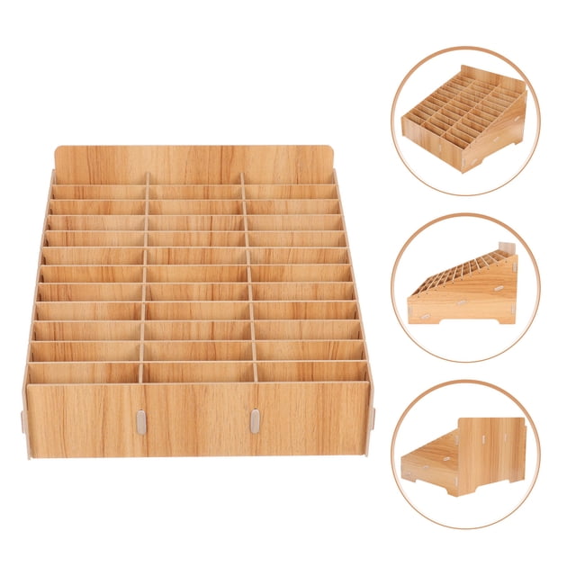 OULII 1Set Cell Phone Holder Classroom Rectangular Shape Wooden Organizer For Mobile Phones In Office Meeting Room