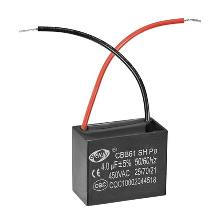 

Uxcell 47x20x30mm 4uF 450V AC 2 Cable CBB61 Ceiling Fan Run Capacitor