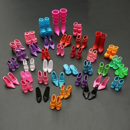 Doll Shoes For Girls 60 Pairs Trendy Multiple Styles Doll Shoes Different High Heels For Doll Dresses Clothes Girls Gift ()