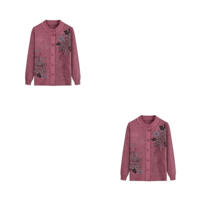 Youkk Middle-Aged And Elderly Sweater Exquisite Workmanship And Wide Application Warm Middle-aged Clothes pink 2Set