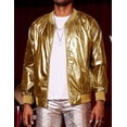 thumbnail image 2 of COOFANDY Men's Metallic Jacket 70s 80s 90s Disco Dance Party Costume Shiny Varsity Zipper Baseball Bomber Jacket, 2 of 6
