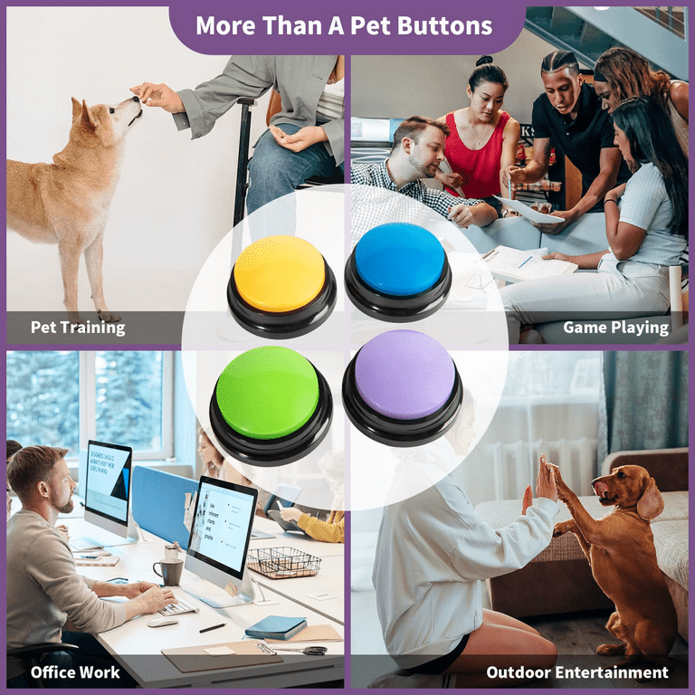 Fogcroll Pet Talking Button Dog Training Communication Toys Interactive Recordable Multi-functional Round Shape Easy to Carry Learning Recording Sound