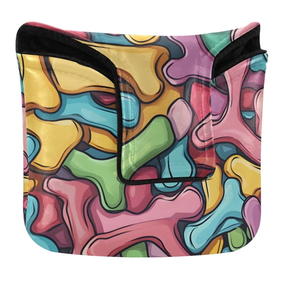 Haosy Colorful Bones Golf Mallet Putter Cover Strong Magnetic Leather Golf Club Headcover Closure