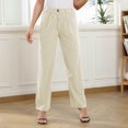 thumbnail image 1 of Pantalones de talle alto para mujer, sueltos, informales, elegantes, de Color puro, con botones, cierre de cremallera, pantalones plisados con bolsillo, 1 of 7