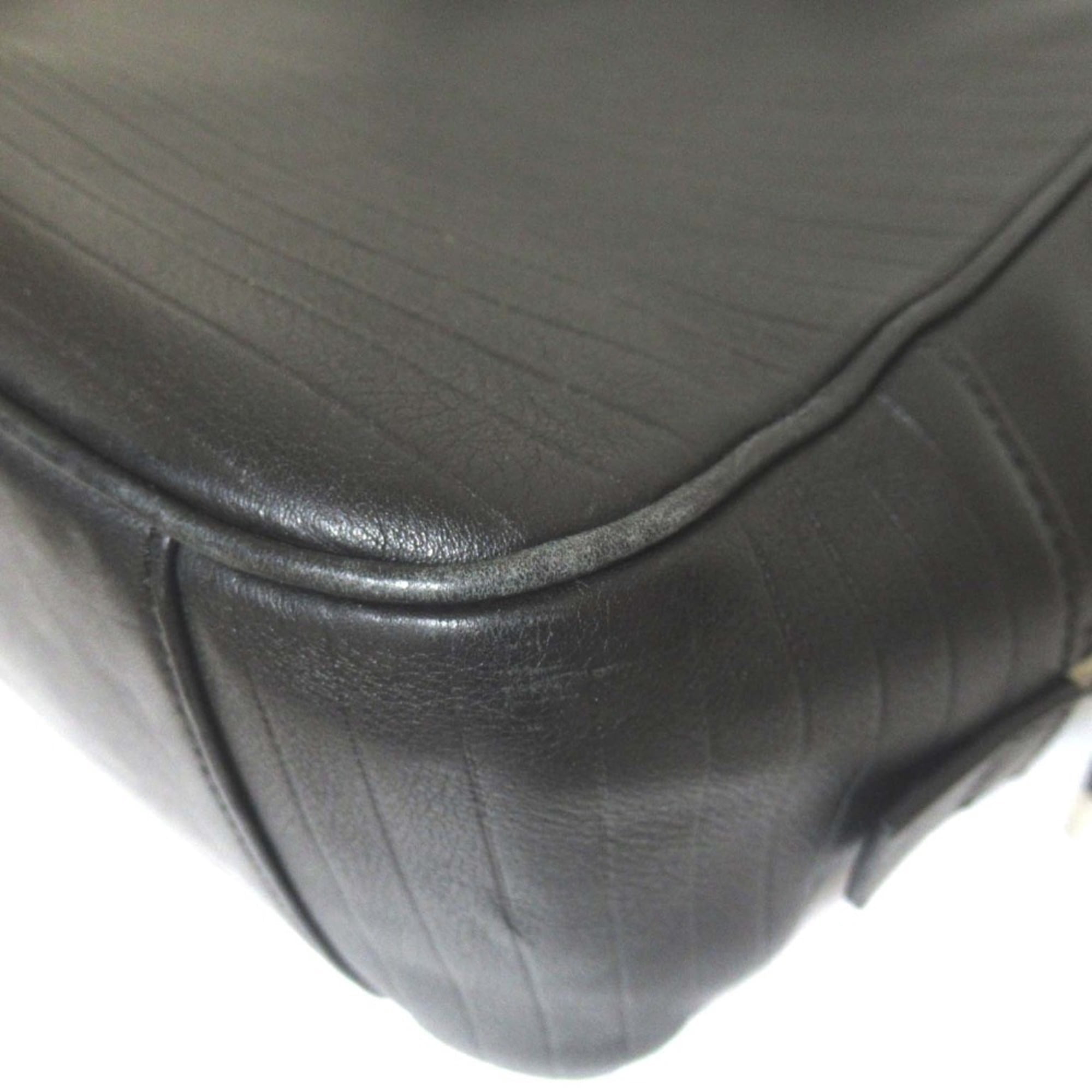 Pre-Owned DIOR HOMME Leather Briefcase Business Bag with PC Pocket, Black, Men's