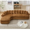 thumbnail image 3 of Bonuoke 127" Curved Sectional Sofa, L-Shape Modular Cloud Couch with 10 Pillows, 4-Seater High-Resilience Foam Upholstered Couches, No Assembly Required, Brown, 3 of 8