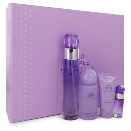 Perry Ellis 360 Purple by Perry Ellis Gift Set -- 3.4 oz Eau De Parfum Spray + .25 oz Mini EDP Spray + 2 oz Hand Cream + 4 oz Body Spray