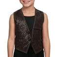 thumbnail image 5 of Huowey Toddler Basic Tops Carnival Sparkling Sequins Vest V-Neck Sleeveless Button Waistcoat Stage Performance Shiny Glitter Jacket Fashion Outwear Clothing,Black,5-6 Years, 5 of 5