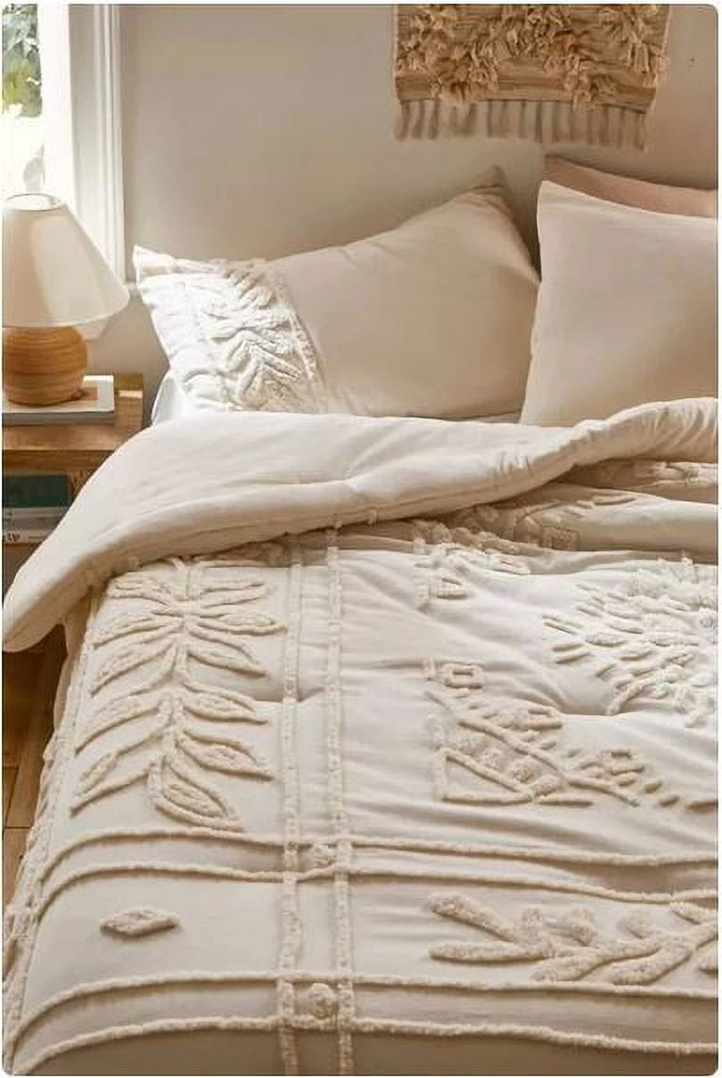 DecorAvenue Cotton Duvet Cover Boho Bedding Set Comforter Quilt Cover Hand Tufted Duvet Cover 3 Piece Zip Closure Adult Twin XL Size