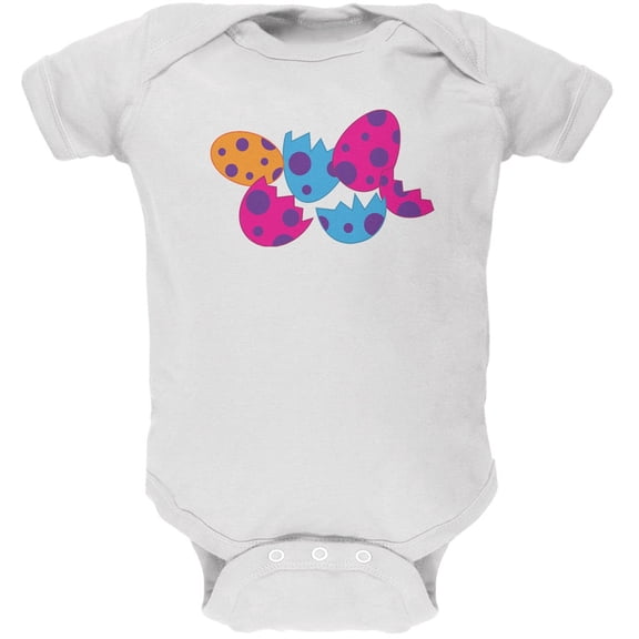 Jurassic Dinosaur Dino Eggs White Soft Baby One Piece - 3 month
