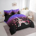 thumbnail image 3 of Manfei Red Blue Sequin Print Twin Bedding Sets 7-Piece for Women, Paris Eiffel Tower Bedding Comforter Set, Mystic Bling Stars Reversible Sheet Sets, Breathable Home Decor, 3 of 7
