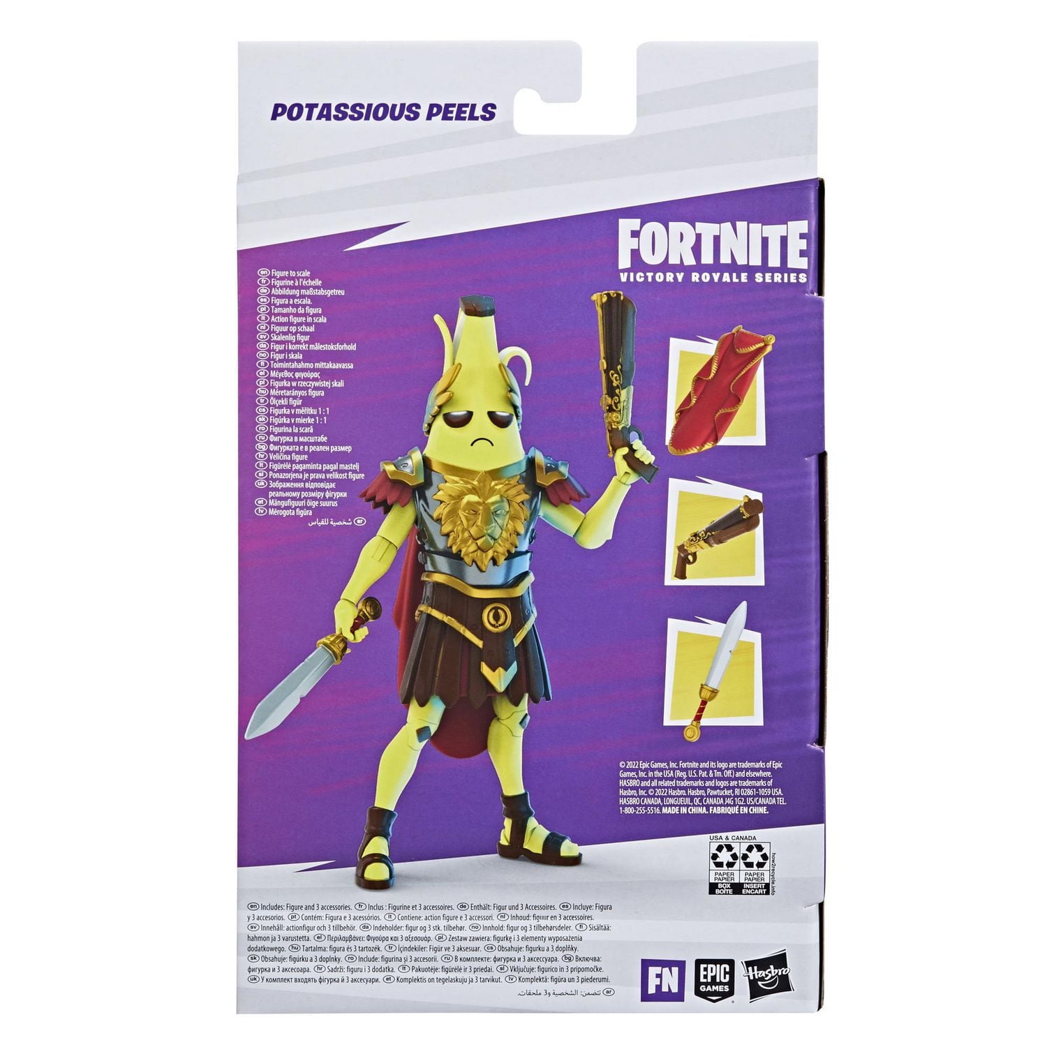 Hasbro Fortnite Victory Royale Series, figurine Potassius Peels de collection, 15 cm avec accessoires
