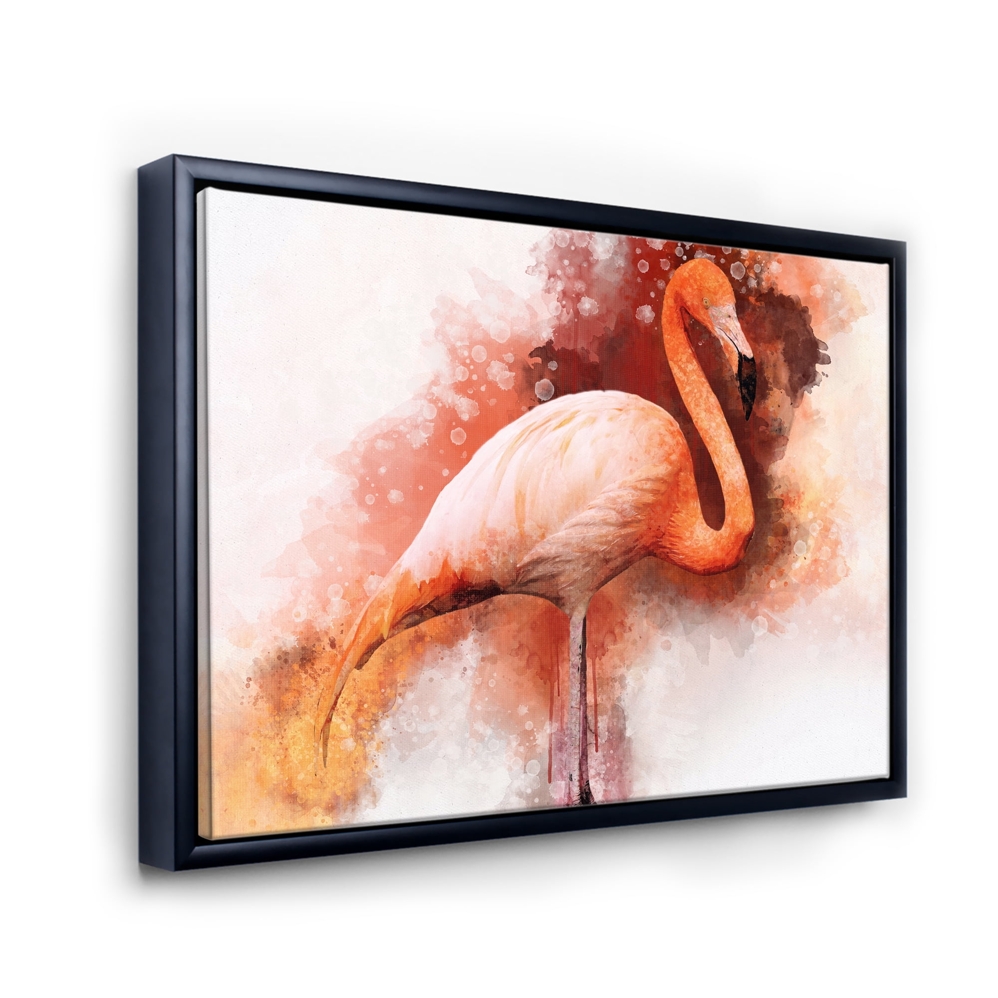 Designart 'Abstract Portrait of Pink Flamingo II' Farmhouse Framed Canvas Wall Art Print
