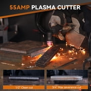 ARCCAPTAIN 55A Plasma Cutter,Non-Touch Pilot ARC Air Plasma Cutting Machine,Large LED Display,1/2 Clean Cut,Post Flow,120/240V Dual Voltage IGBT Inverter,2T/4T,and 1/4-18 NPT, for Beginners DIY