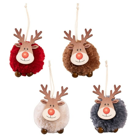 

4pcs Elk Pendant Holiday Decorations Xmas Tress Elk Design Hanging Decors