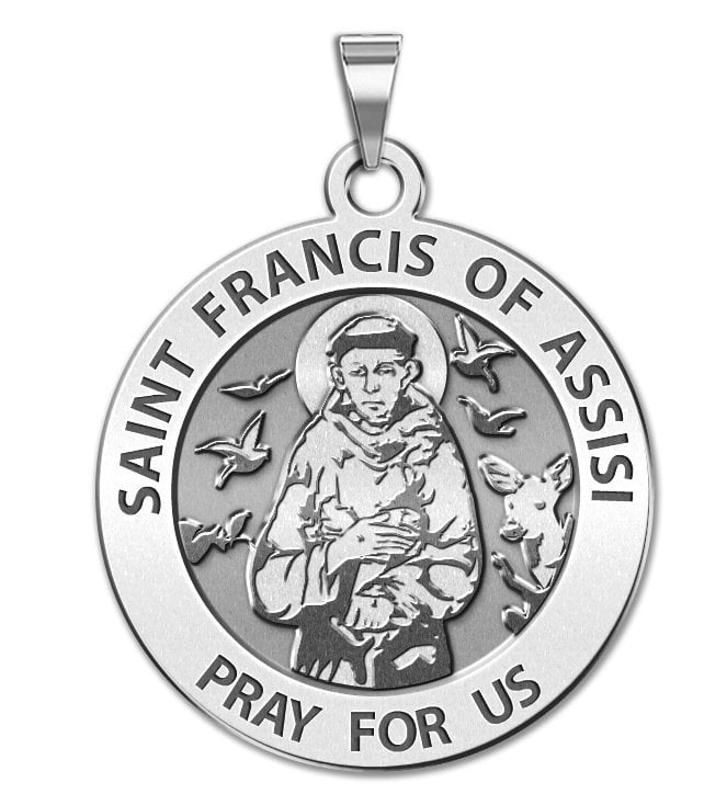 PicturesOnGold.com Saint Francis of Assisi W/Christ Oval Religious Medal Color