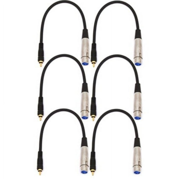Seismic Audio SAXLRC1, 6 PACK XLR Female RCA Male 1' Patch Cable
