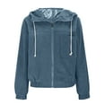 thumbnail image 6 of Miluxas Zip up Hoodies for Women Long Sleeve Loose Hooded Coat Casual Loose Fit Warm Outerwear Fall Winter Jackets Navy XL(XL), 6 of 8