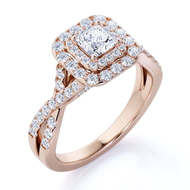 Anillo de Compromiso de Oro Rosa de 10 K JeenMata con Diamante de 0,50 Quilates