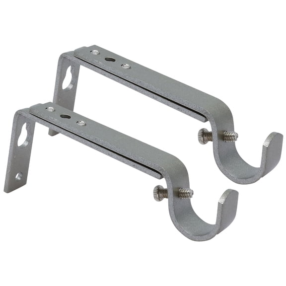 MERIVILLE Set of 2 Pewter Curtain Drapery Rod Bracket for 3/4" Rod, Adjustable