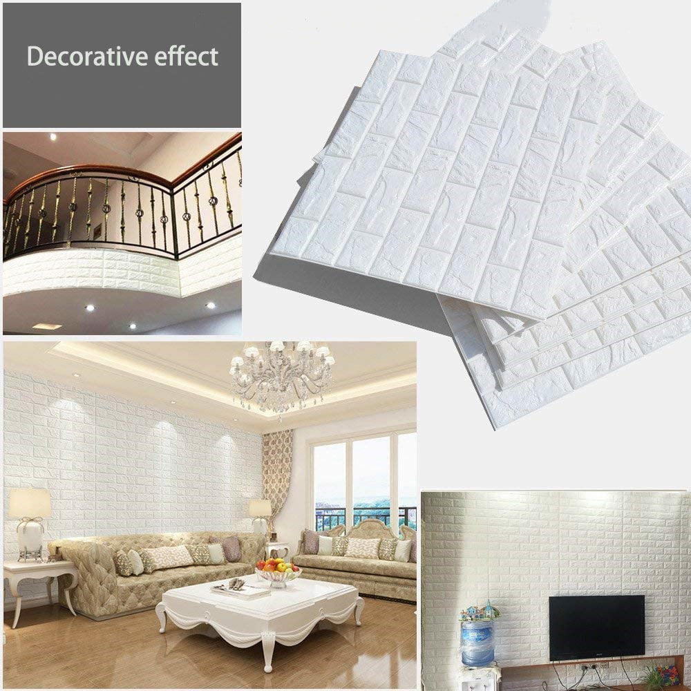 3D Brick Wallpaper White Brick Pattern Wall Stickers Adhesive Wallpaper Self 