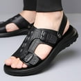 thumbnail image 5 of Sandal for Men Flat Heel Non-Slip Breathable Open Toe Casual Daily Solid Color Footwear Comfortable Ankle Strap Walking Beach Shoes Black 6, 5 of 9