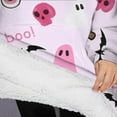 thumbnail image 3 of Oversized Wearable Blanket Hoodie,Halloween Ghosts Pumpkins and Skulls Sherpa Blanket Hoodie with Super Pockets,Super Warm Fuzzy Pullover for Women & Men, 3 of 6