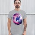 thumbnail image 3 of Tee Hunt Cat Riding a Llama in Space T-shirt Weird Galaxy Moon Creative Men's Tee, Gray, 3X-Large, 3 of 5