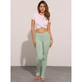 thumbnail image 3 of DARING DIVA Leggings Solid Color Elastic Waistband Stirrup Pants XL Light Green, 3 of 5