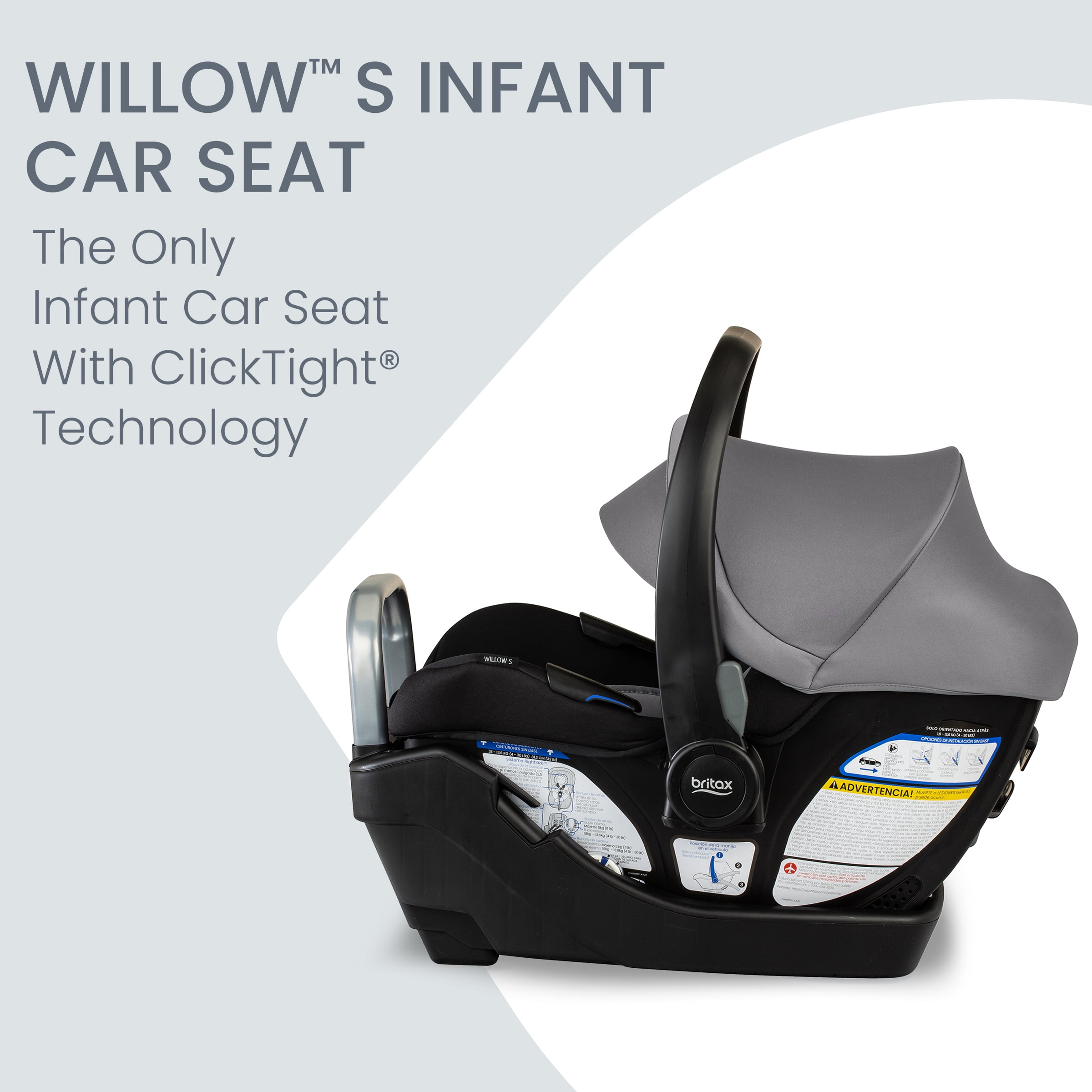 Britax Willow S Infant Car Seat With Alpine Base, Rear Facing Car Seat, Graphite Onyx