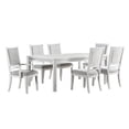 thumbnail image 4 of Dover 60-78-96" Rectangle Expandable Dining Table Set w Armchairs in White Wood, 4 of 7