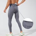 thumbnail image 3 of Wyobmus Men's Compression Pants Pockets Quick Drying Gym Leggings Stretchy Breathable Athletic Sports Baselayer Running Workout Basketball Training Pants Tights B-Gray, 3 of 8