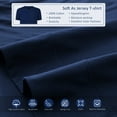 thumbnail image 6 of PURE ERA 100% Cotton Jersey Knit 4pc Extra Deep Pocket Queen Sheet Set Super Soft Fits Mattress Up to 20" (Solid Navy Blue ), 6 of 6