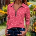 thumbnail image 2 of Enjoytime Womens Tops Collared Half Zip Pullover Long Sleeve Shirts Fall Fashion Printed Business Casual Blouses, 2 of 6