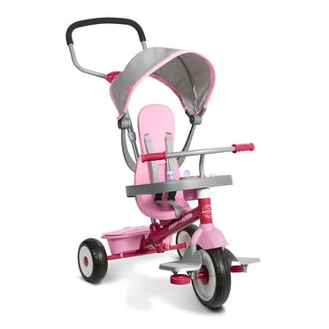 Radio Flyer, 4-in-1 Stroll 'N Trike with Activity Tray, Pink & Gray, Tricycle for Girls and Boys Ages 1 - 5 Years