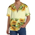 thumbnail image 3 of KLL Sunflowers Print Men's Shirt Short Sleeve Button Down Summer Cuba Beach Shirts- Large, 3 of 7