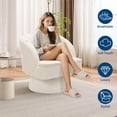thumbnail image 4 of Fauteuil d'Appoint Moderne à Dossier Pivotant en Forme de Baril, Fauteuil Rembourré en Velours à 360 Degrés avec Dossier à Rayures et Rembourrage Moelleux, Fauteuil Lounge Rond Confortable pour Salon, Chambre, Coin Lecture, Beige 2 Pcs, 4 of 8