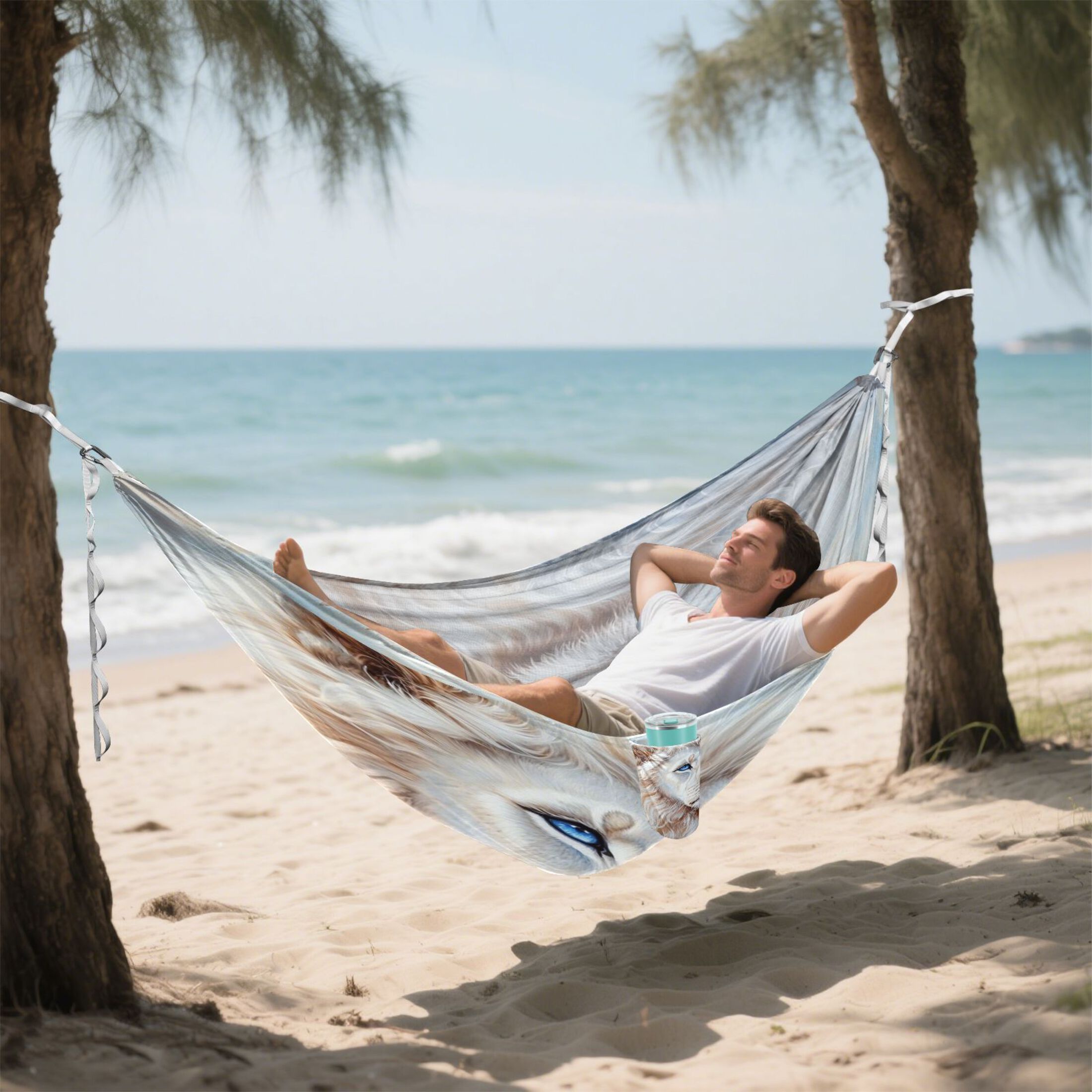 Hammock Camping Hammock Nylon Portable Hammock Travel Camping Hammock White Lion