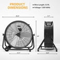 thumbnail image 2 of DSstyles 24 Inch Industrial Drum Fan, 5700 CFM High Velocity Floor Fan, 3 Speed Heavy Duty Metal Air Circulator Fan, 360° Tilt with Casters Handle, Ideal for Patios, Warehouse, Commercial, Basement, 2 of 7