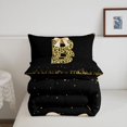 thumbnail image 5 of meiyoeat Gold Cheetah Initial B Full Size Comforter Sets,Glitter Print Monogram Art Bedding Comforter Set For Girl,Black Reversible,3-Piece,1 Comforter and 2 Pillowcases, 5 of 7
