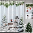 thumbnail image 3 of Christmas Snowman Shower Curtain, 36" x 72", Xmas Tree Snowflake Bird Winter Blue Board Waterproof Bathroom Curtain Washable Shower Curtain Set with 12 Hooks, 3 of 6