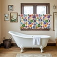 thumbnail image 4 of Retro Bohemia Floral Tier Curtains 24 Inch Length, Blue Purple Flowers Boho Style Beige Cafe Short Curtains for Bathroom Over Sink, Small Kitchen Curtain Light Filtering Drapes 2 Panels 27.5"Wx24"L, 4 of 8