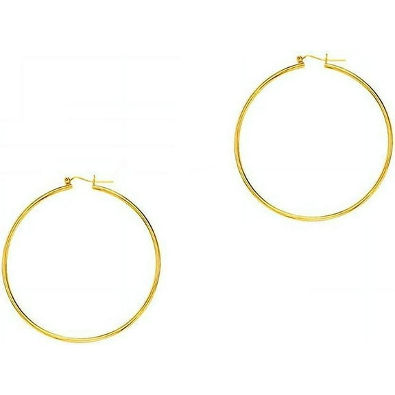 JewelStop 14K Yellow Gold Hoop Earrings -2x30mm, (3/32" x 1 3/16 Inches)
