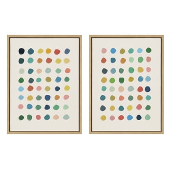 Kate and Laurel Sylvie Meditation 1 and 2 Framed Canvas Wall Art Set by Kelly Knaga, 2 Piece 18x24 Natural, Colorful Abstract Art for Wall
