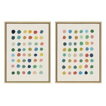 Kate and Laurel Sylvie Meditation 1 and 2 Framed Canvas Wall Art Set by Kelly Knaga, 2 Piece 18x24 Natural, Colorful Abstract Art for Wall
