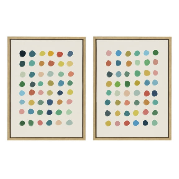 Kate and Laurel Sylvie Meditation 1 and 2 Framed Canvas Wall Art Set by Kelly Knaga, 2 Piece 18x24 Natural, Colorful Abstract Art for Wall