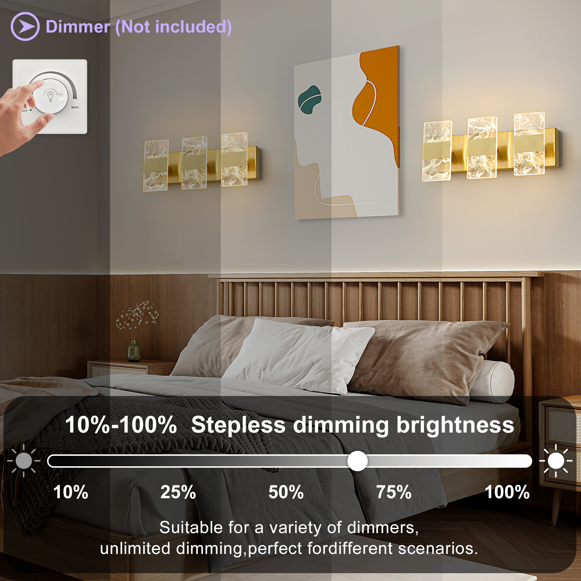 Deyidn 3-Light Gold Dimmable LED Bathroom Vanity Light, 16.54-Inch Modern Wall Mirror Light for Vanity Mirror and Powder Room